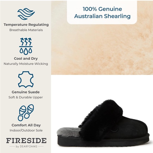 Fireside by Dearfoams Sydney Water Resistant Genuine Shearling Scuff Slipper - Picture 6 of 7